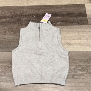 wild fable Light Gray Sleeveless Half-Zip Knit Tank